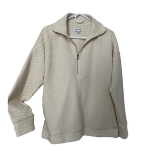 Wonderly 1/4 Zip Ribbed V-Neck Sweater